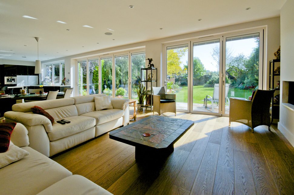 bifolding doors in a large room.