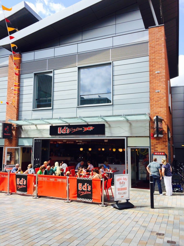 in this restaurant bifolding doors open up the space but are not the primary entrance door. these are located either side. 