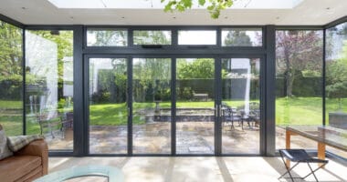 best steel look doors and windows showing black slim bifolds