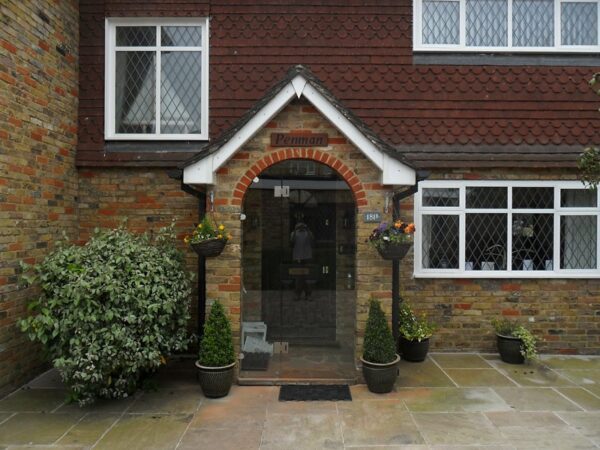 frameless glass door porch