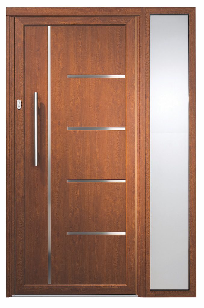 wood effect aluminium front door. 