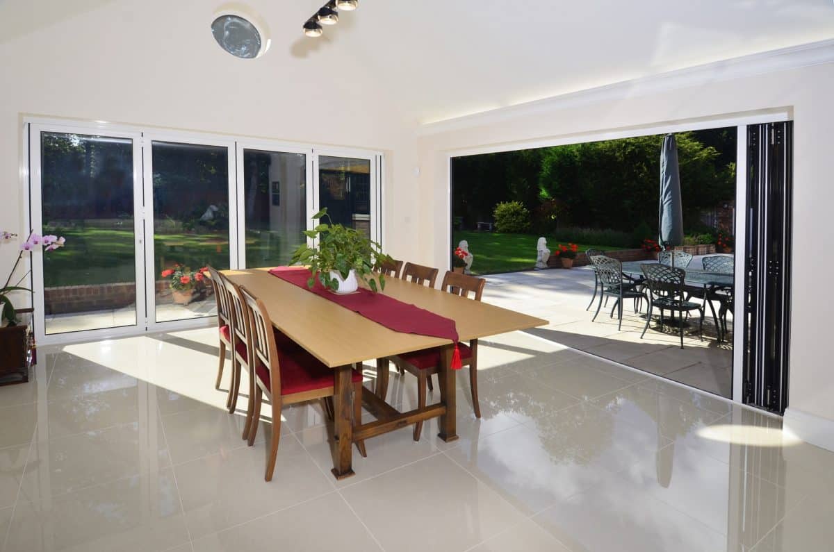 white comar bifold doors