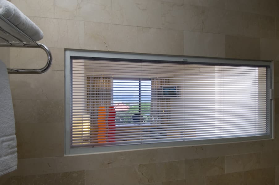 bathroom with integral blind