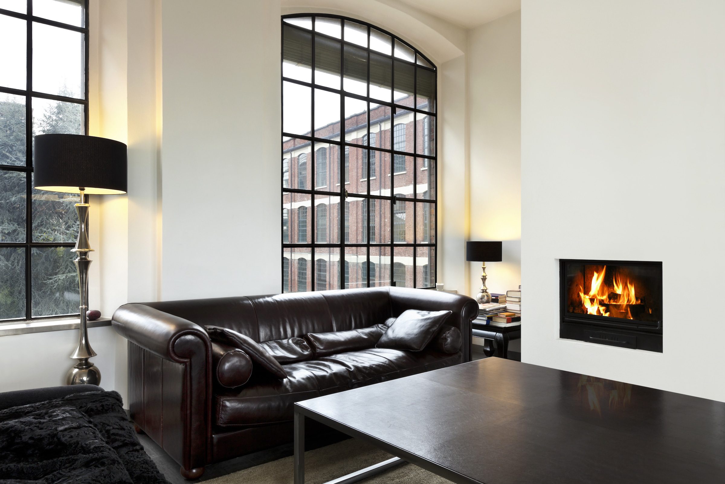 crittall style steel windows in a loft apartment