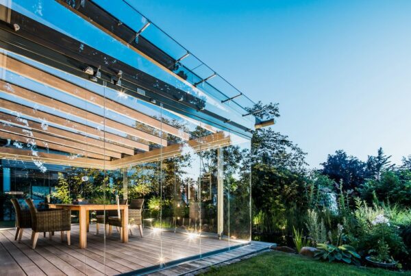 solarlux canopies and glass houses in wood