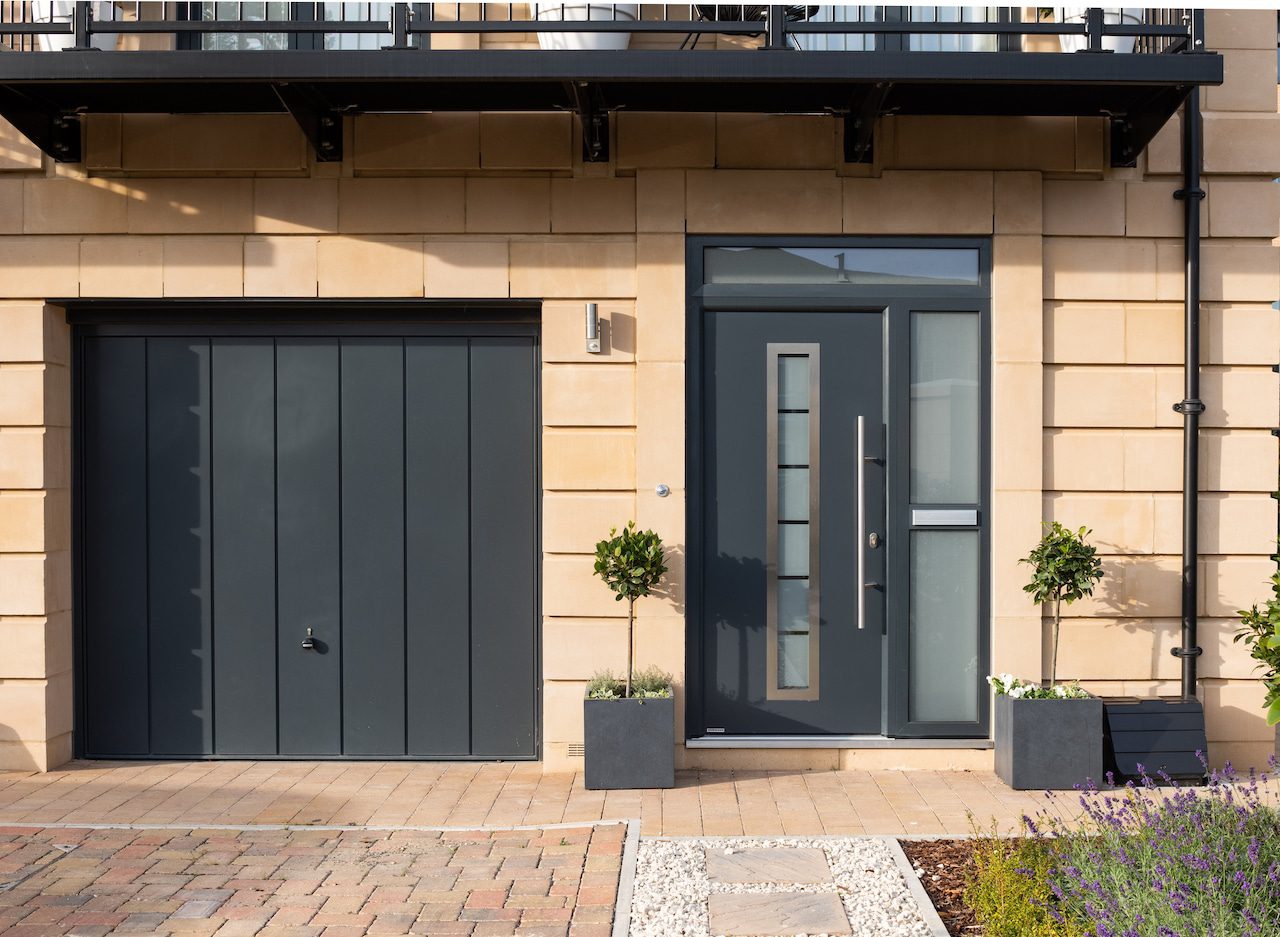 aluminium front doors in new build