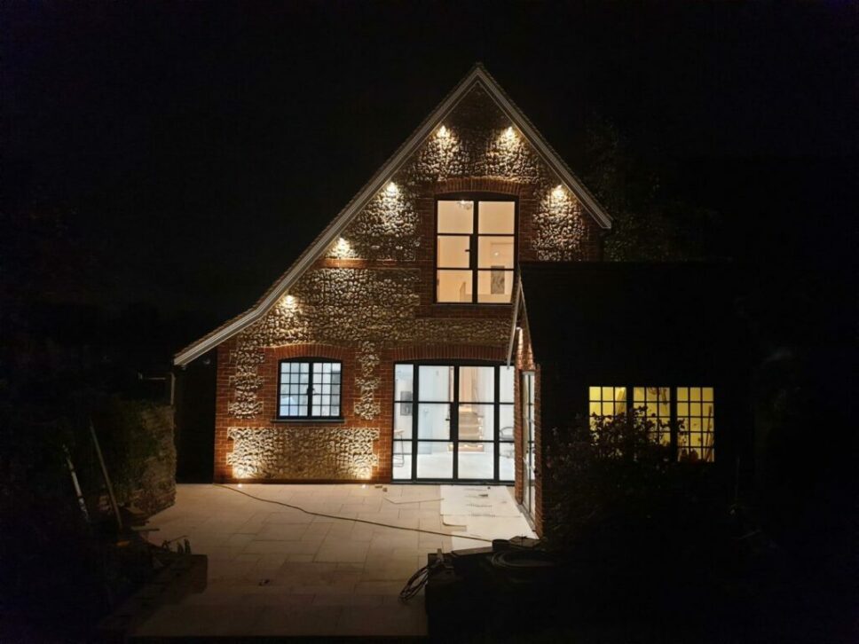 black aluminium steel look doors in a country house