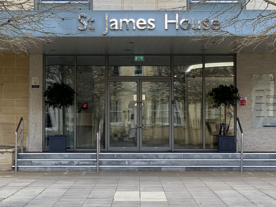 commercial aluminium doors installed in an office block