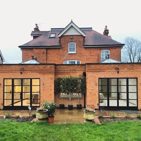 art-deco aluminium french doors in a large house