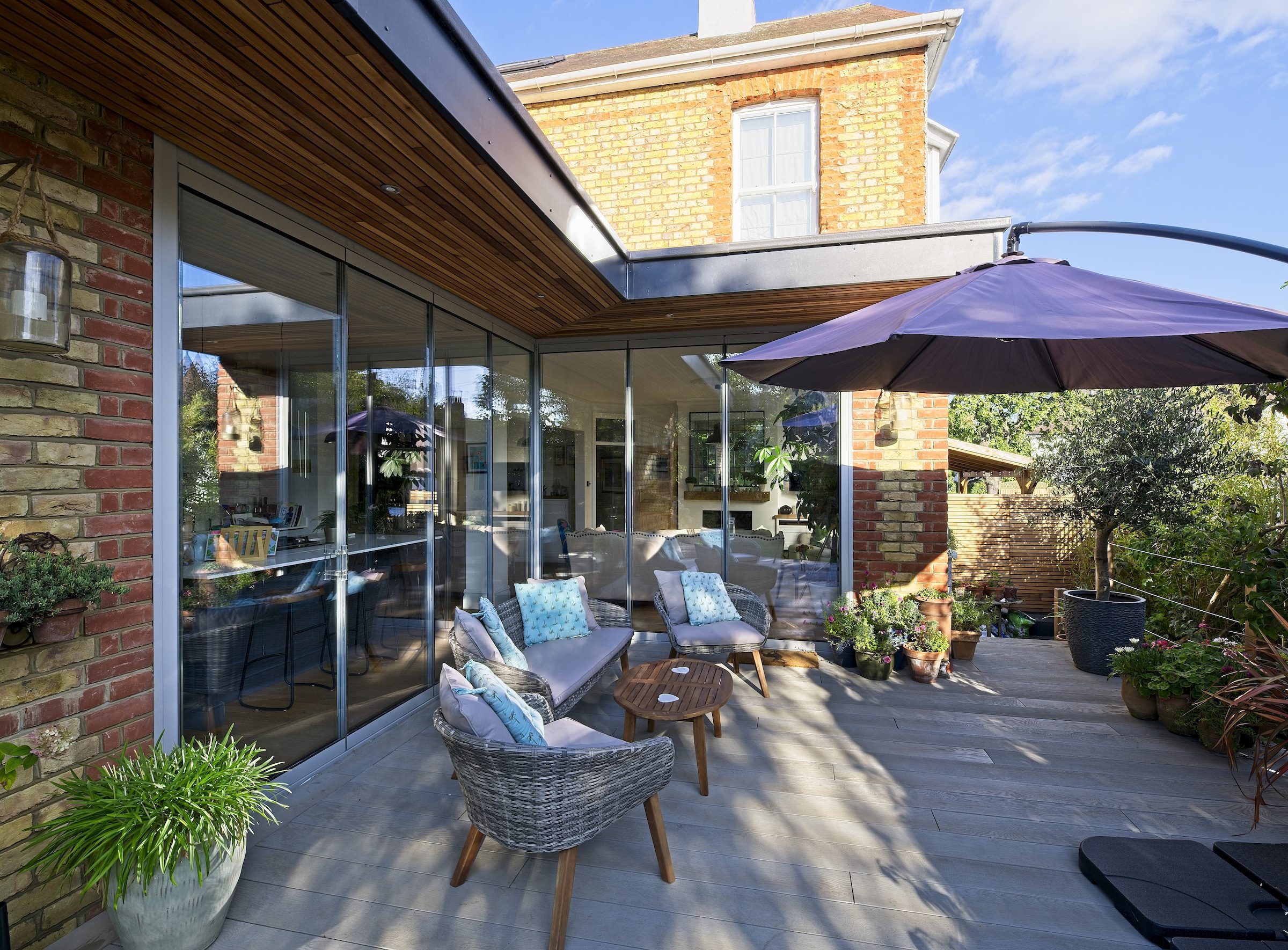 frameless slide and turn doors in a character home