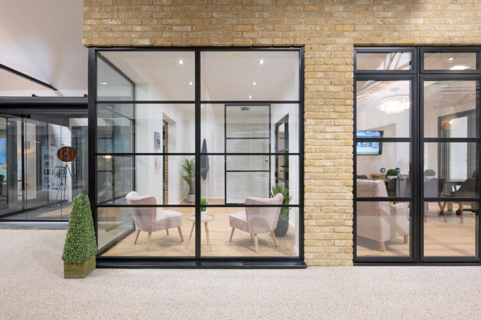 heritage doors and screens in a showroom setting