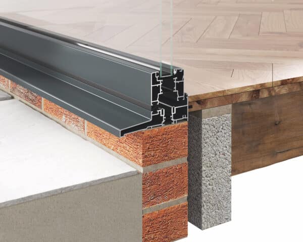 section drawing of bifold door cill on brickwork