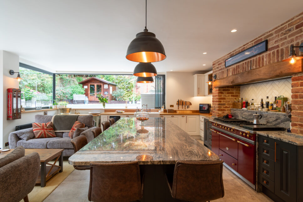 bifold windows in a new kitchen renovation with garden views