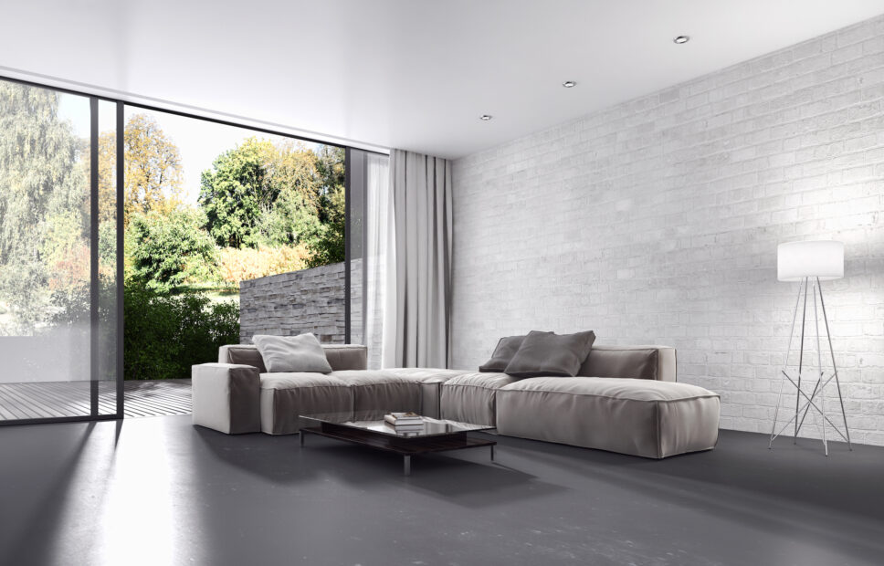 schüco ase 67 pd sliding door concept in a contemporary lounge