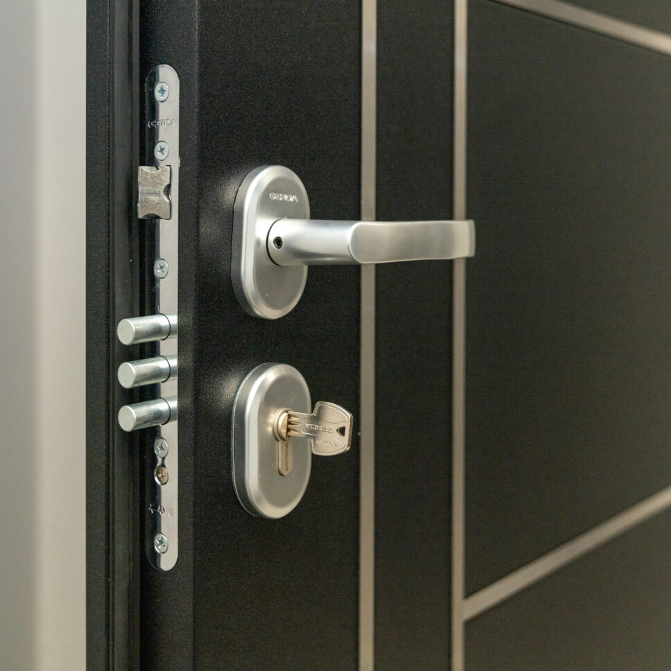 gerda front door in a showroom showing a handles, locks and hardware