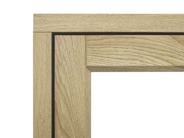 close up of oak rehau window joint