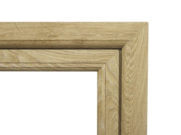 close up of oak rehau window joint