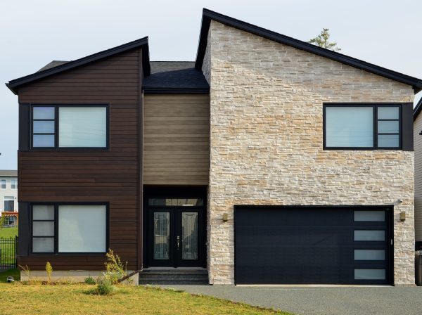 a street view of a modern suburban style house, for schüco windows and doors of 2024 article. 