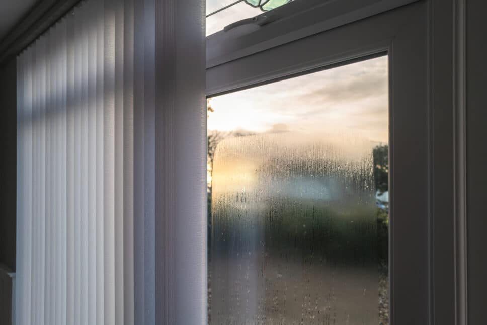 window condensation. how to tell when it is time to replace your windows 1 inside view showing window condensation on the outside of double glazing