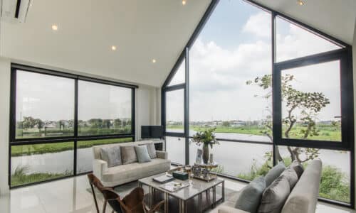 gable window and glazed bottom panels bringing more light into a home