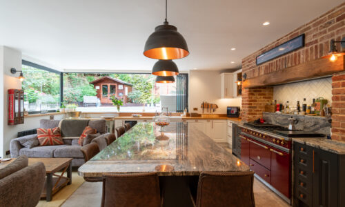 bifold windows in a new kitchen renovation with garden views