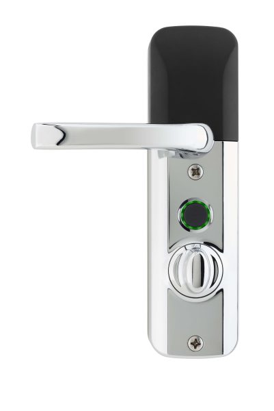 smart door locks close up picture in chrome finish