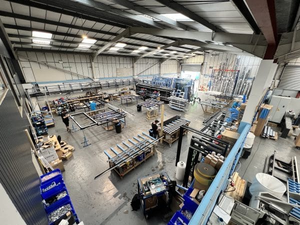 picture of an aluminium window factory overhead view