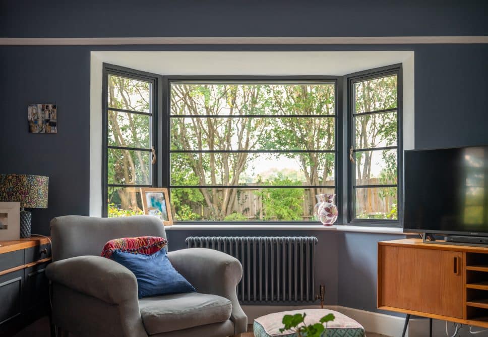 how much do steel look windows and doors cost? 7 picture of steel-look aluminium window with double glazing energy efficient in a stylish art deco lounge for how much do steel look windows and doors cost article.