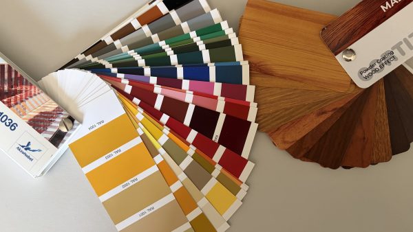 picture of ral and wood effect colour swatches
