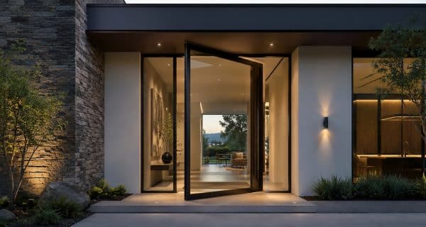 concept drawing pivot glass door