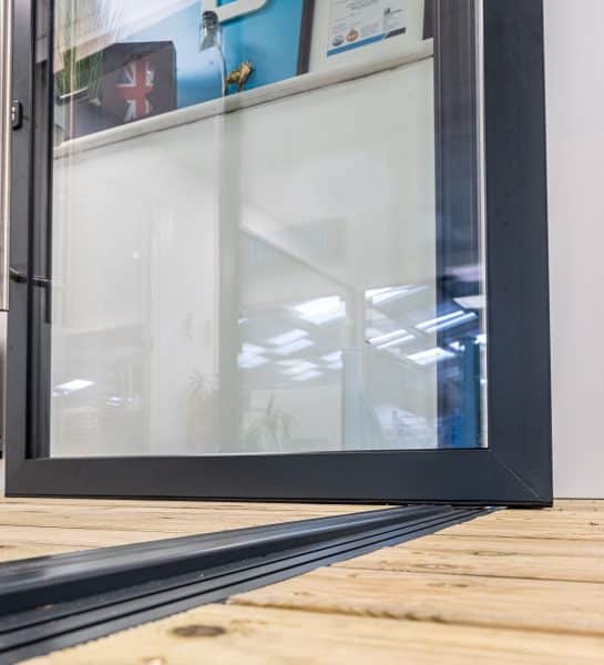 picture of fully open pivot door