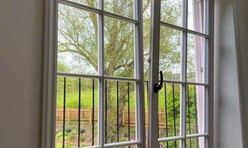tilted back window in juliet balcony doors