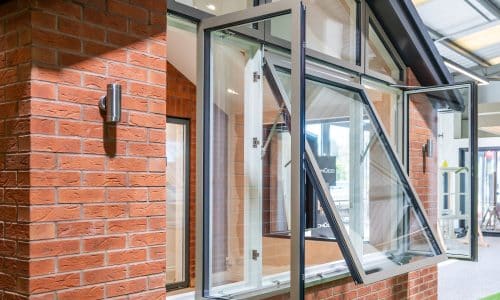 open showroom window showing top and side hung vents